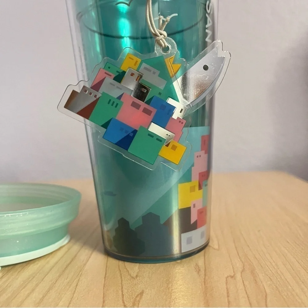 NEW STARBUCKS KOREA Busan Town Traveler Tumbler 16 oz Blue Gamcheon